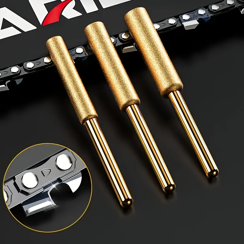 10-Pc Diamond Chain Saw Sharpener Set, Titanium Coated Corundum Grinding Bits