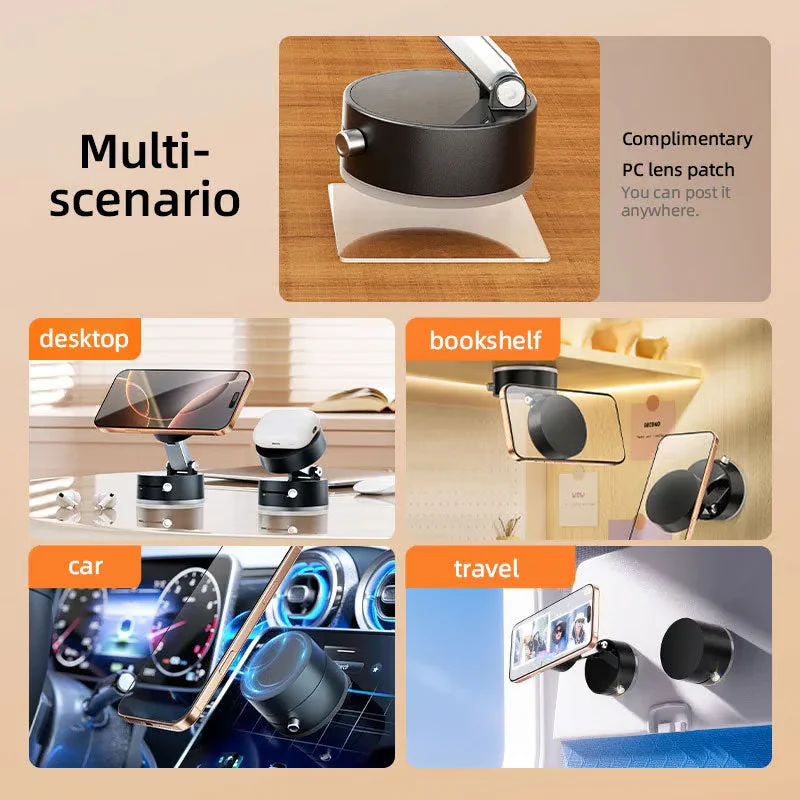 "360° Freedom – Magnetic Suction Phone Stand for All Spaces!"