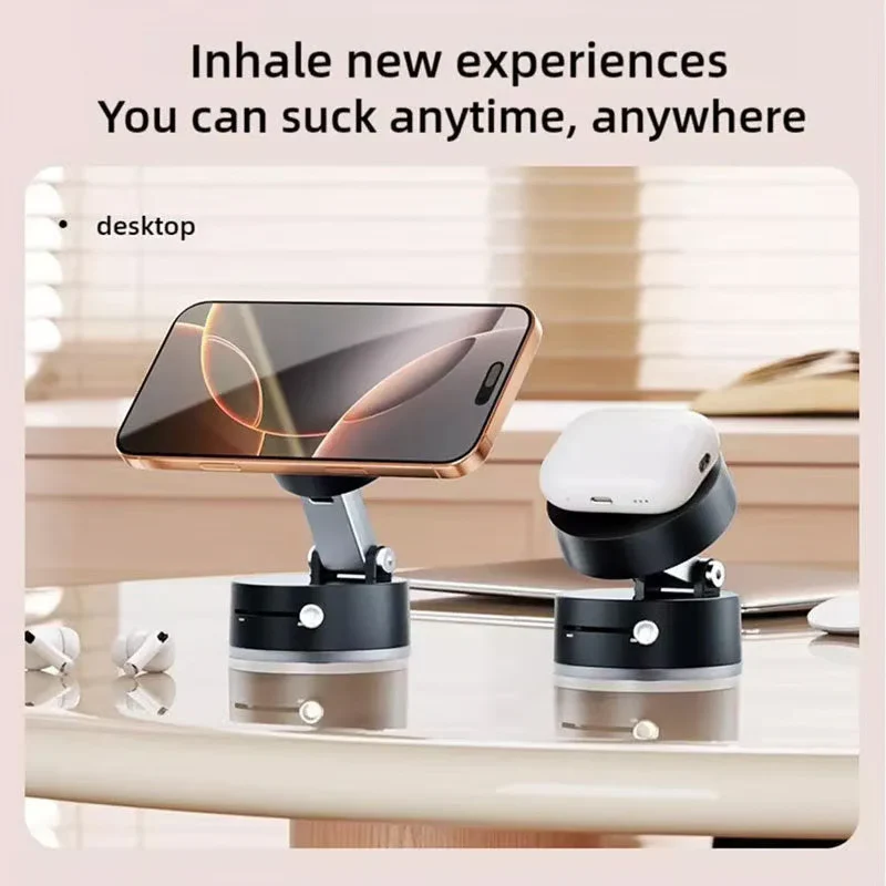"360° Freedom – Magnetic Suction Phone Stand for All Spaces!"