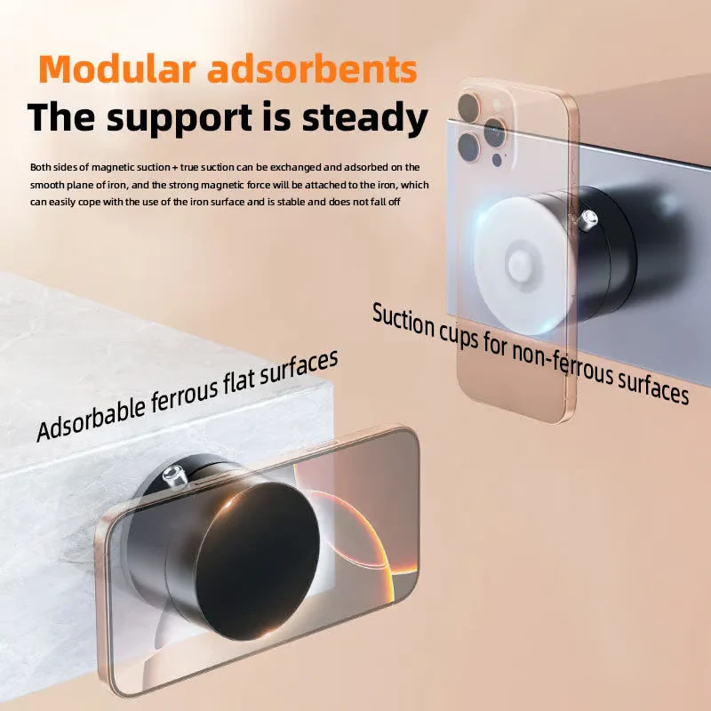 "360° Freedom – Magnetic Suction Phone Stand for All Spaces!"