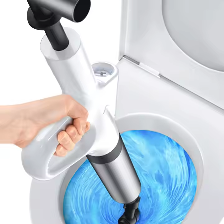 Flush and punch, high pressure toilet unclogger