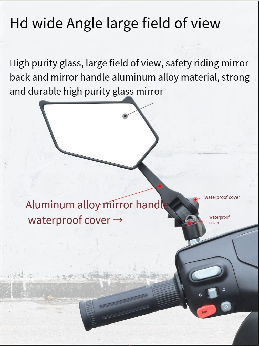 Motorcycle electric car modified rearview mirror