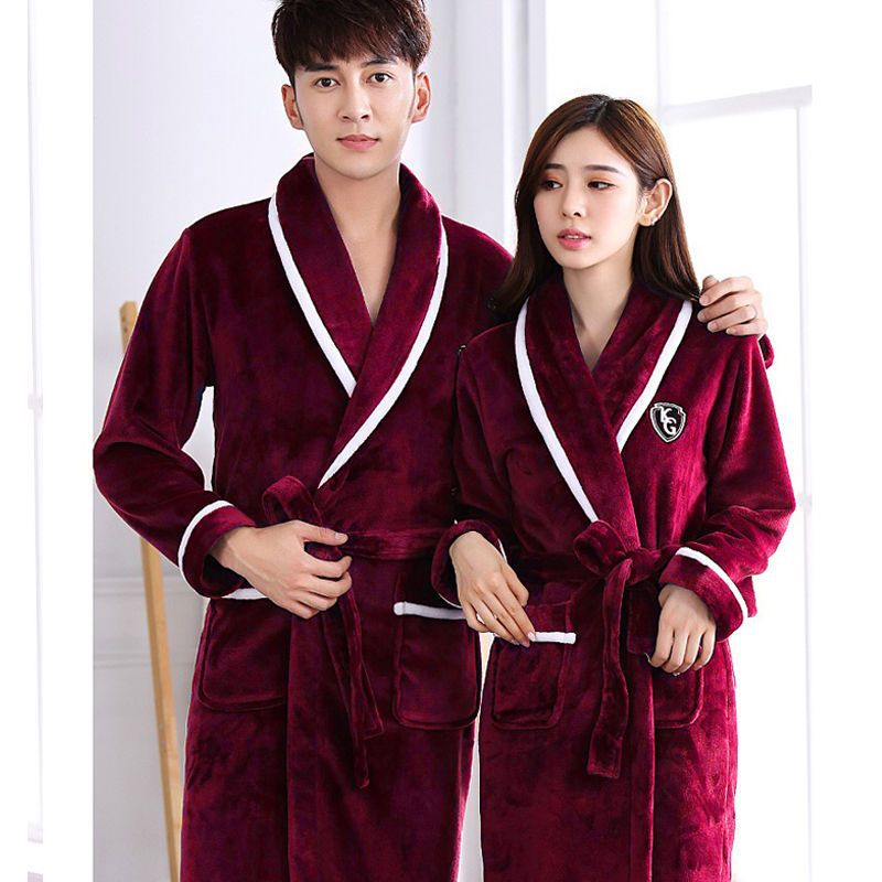 Facecloth robe couple suit winter padded thickening