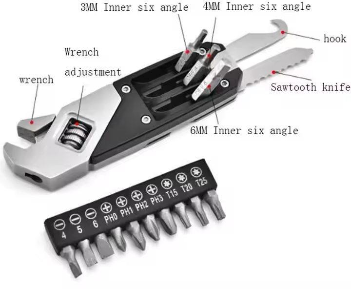 Outdoor multi-function wrench.