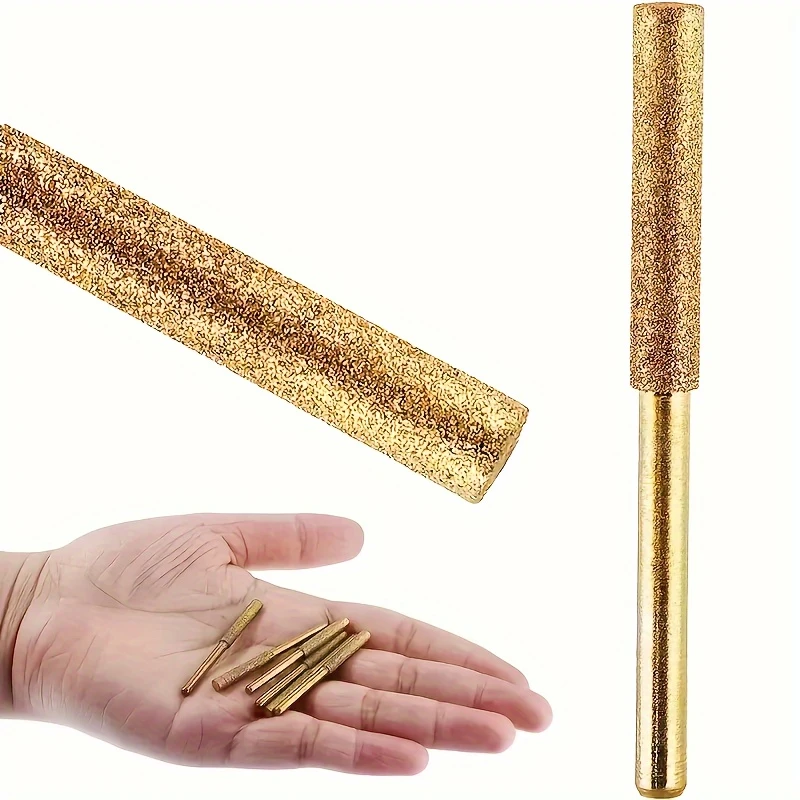 10-Pc Diamond Chain Saw Sharpener Set, Titanium Coated Corundum Grinding Bits